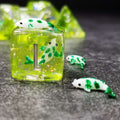Sage's Familiars - Green Fish in Lake Familiar Silver Ink Resin Polyhedral Dice Set - Sage's PortalResin Dice Set