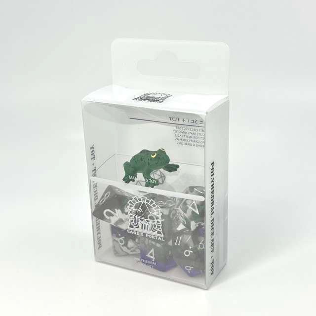 Sage's Familiars - Green Frog Resin Polyhedral Dice Set - Sage's PortalResin Dice Set
