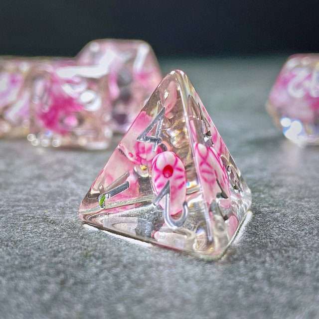 Sage's Familiars - Kitty Treats Resin Pink Polyhedral Dice Set - Sage's PortalResin Dice Set