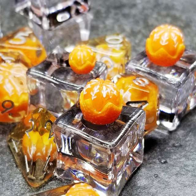 Sage's Familiars - Magic Oranges Resin Polyhedral Dice Set - Sage's PortalResin Dice Set