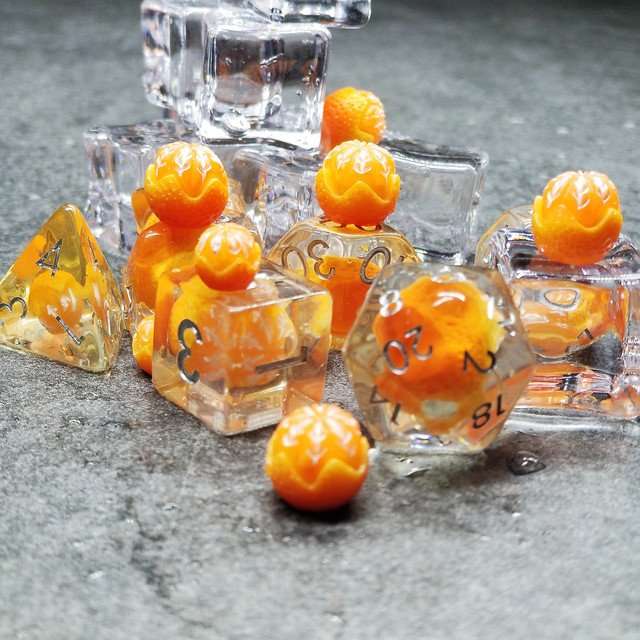 Sage's Familiars - Magic Oranges Resin Polyhedral Dice Set - Sage's PortalResin Dice Set