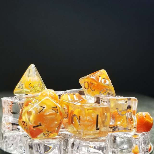 Sage's Familiars - Magic Oranges Resin Polyhedral Dice Set - Sage's PortalResin Dice Set