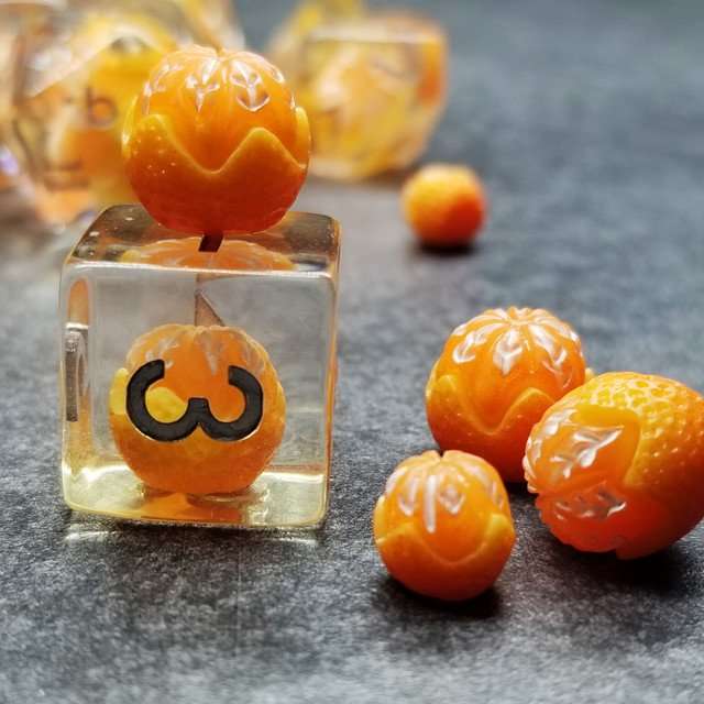 Sage's Familiars - Magic Oranges Resin Polyhedral Dice Set - Sage's PortalResin Dice Set
