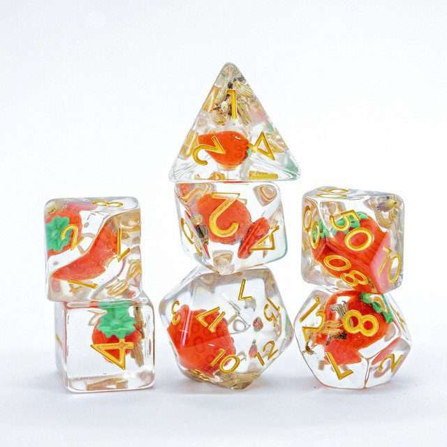 Sage's Familiars - Magic Strawberries Resin Polyhedral Dice Set - Sage's PortalResin Dice Set