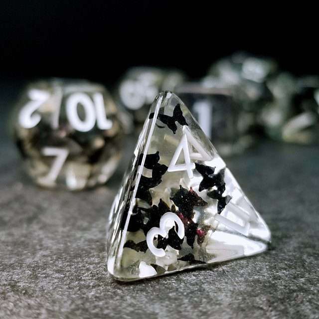 Sage's Familiars - Night Moths Familiar Resin Polyhedral Dice Set - Sage's PortalResin Dice Set
