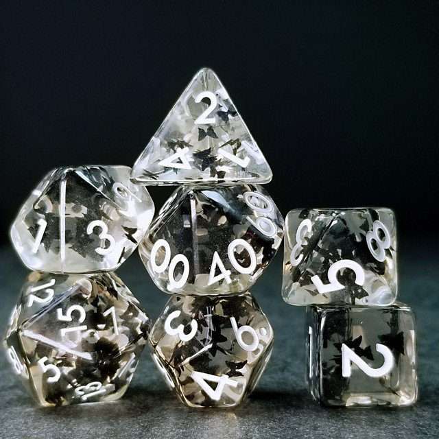 Sage's Familiars - Night Moths Familiar Resin Polyhedral Dice Set - Sage's PortalResin Dice Set