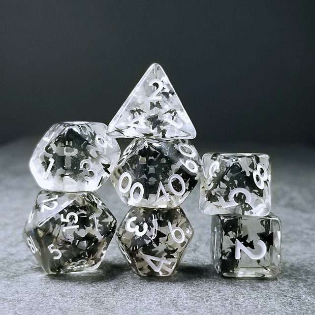 Sage's Familiars - Night Moths Familiar Resin Polyhedral Dice Set - Sage's PortalResin Dice Set