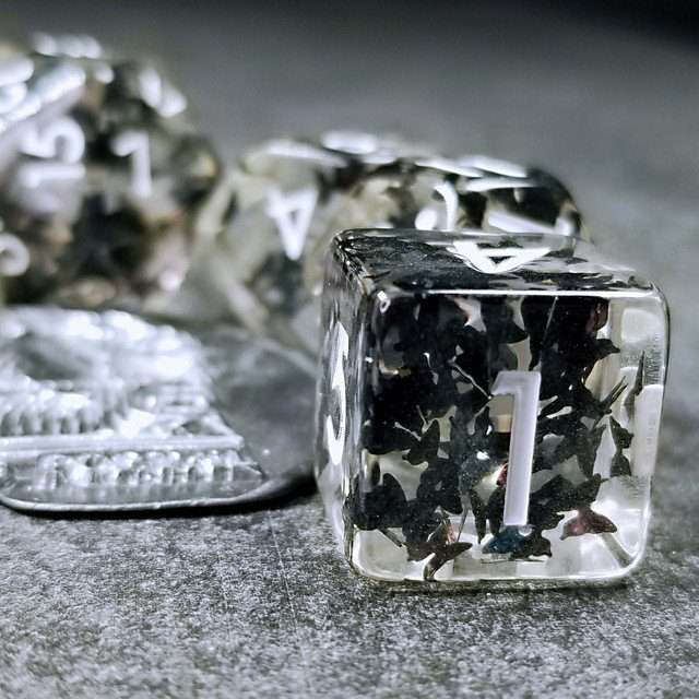 Sage's Familiars - Night Moths Familiar Resin Polyhedral Dice Set - Sage's PortalResin Dice Set