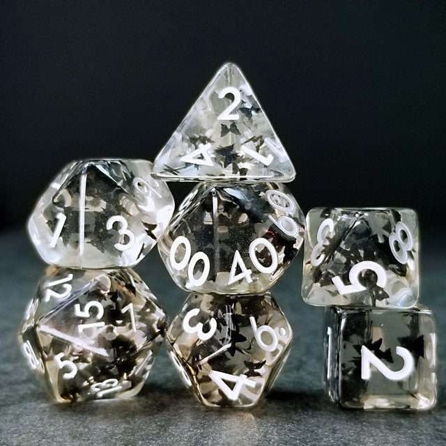 Sage's Familiars - Night Moths Familiar Resin Polyhedral Dice Set - Sage's PortalResin Dice Set