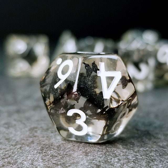 Sage's Familiars - Night Moths Familiar Resin Polyhedral Dice Set - Sage's PortalResin Dice Set