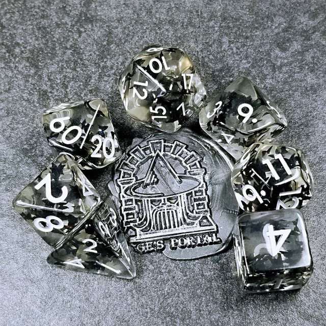 Sage's Familiars - Night Moths Familiar Resin Polyhedral Dice Set - Sage's PortalResin Dice Set