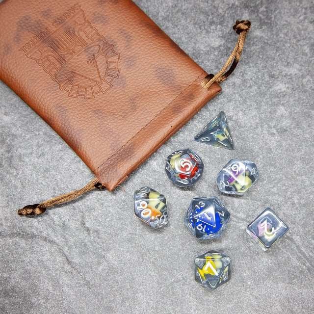 Sage's Familiars - Rainbow Magic Shrooms Resin Dice Set - Sage's PortalResin Dice Set