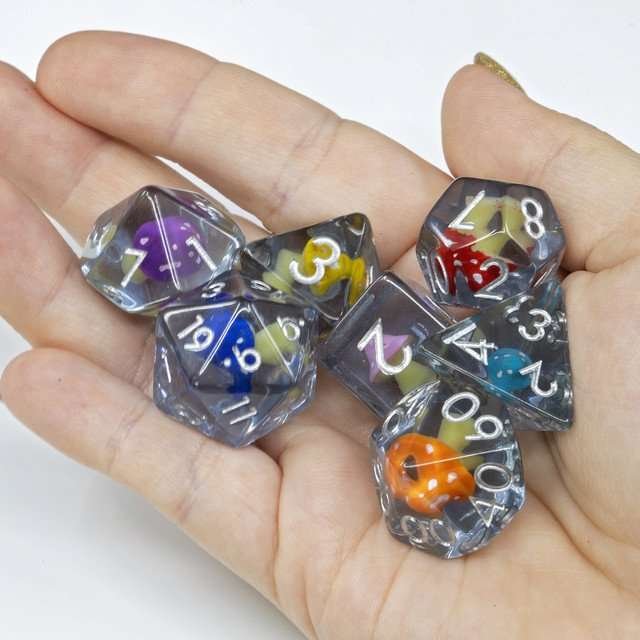 Sage's Familiars - Rainbow Magic Shrooms Resin Dice Set - Sage's PortalResin Dice Set