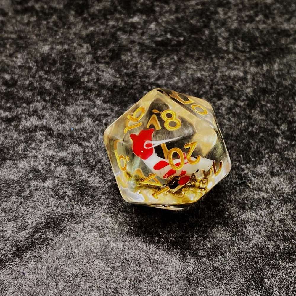 Sage's Familiars - Red Fish Familiar Resin Polyhedral Dice Set - Sage's PortalResin Dice Set