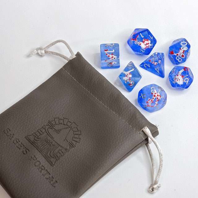 Sage's Familiars- Red Fish in Ocean Familiar Resin Polyhedral Dice Set - Sage's PortalResin Dice Set