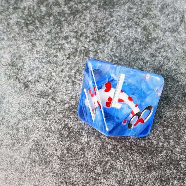 Sage's Familiars- Red Fish in Ocean Familiar Resin Polyhedral Dice Set - Sage's PortalResin Dice Set
