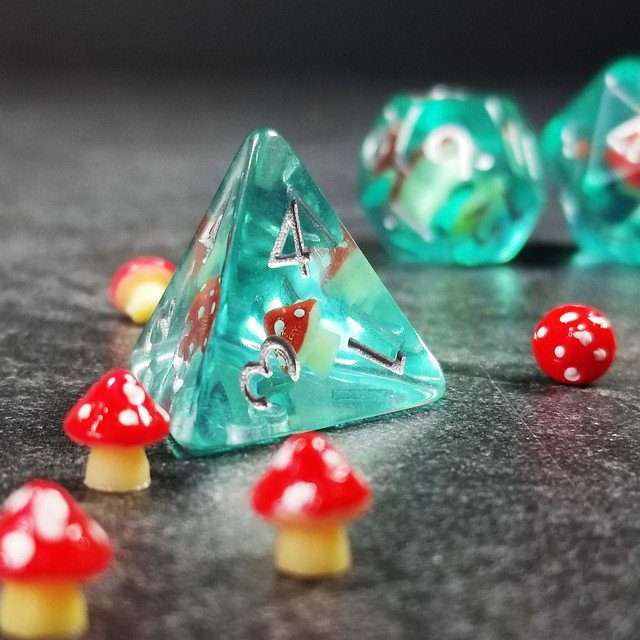 Sage's Familiars - Red Magic Shrooms Resin Polyhedral Dice Set - Sage's PortalResin Dice Set