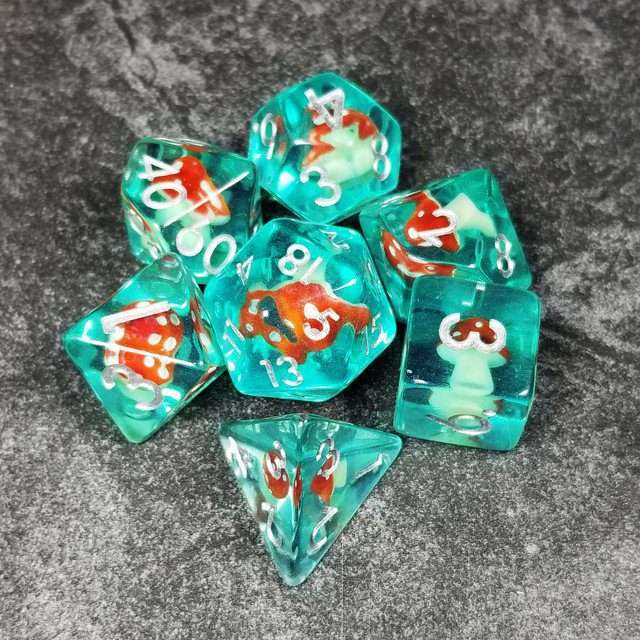 Sage's Familiars - Red Magic Shrooms Resin Polyhedral Dice Set - Sage's PortalResin Dice Set