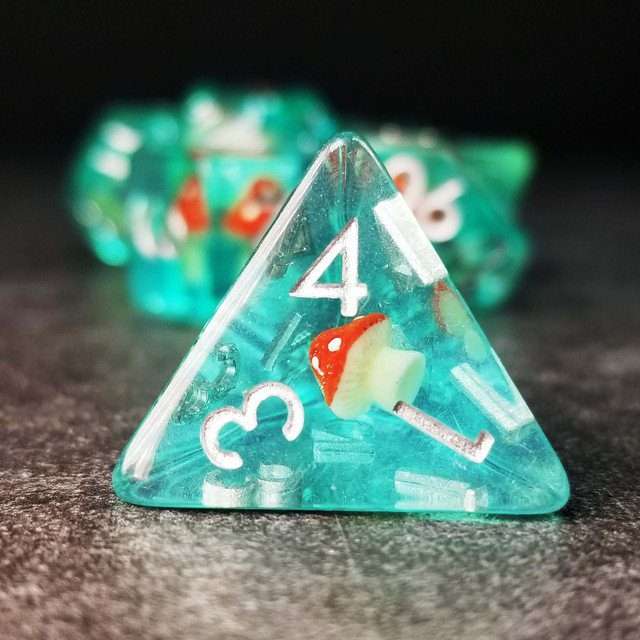 Sage's Familiars - Red Magic Shrooms Resin Polyhedral Dice Set - Sage's PortalResin Dice Set