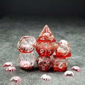 Sage's Familiars - Speckled Albino Spiderling in Red and Silver Ink Resin Polyhedral Dice Set - Sage's PortalResin Dice Set