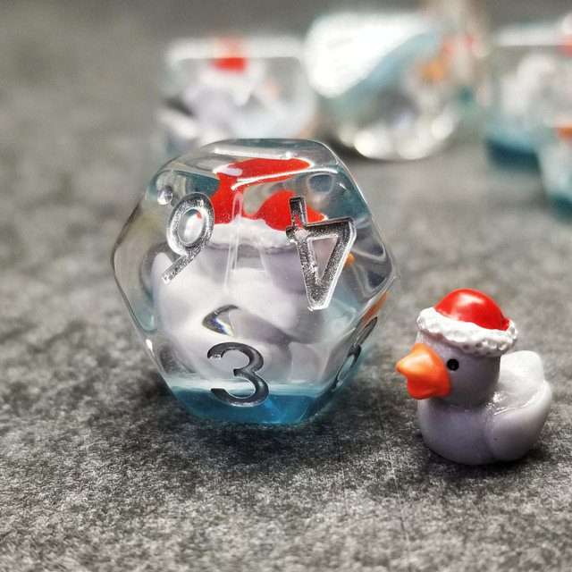 Sage's Festivus Duck Familiar Resin Polyhedral Dice Set - Sage's PortalResin Dice Set
