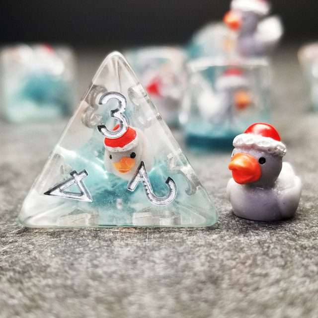Sage's Festivus Duck Familiar Resin Polyhedral Dice Set - Sage's PortalResin Dice Set