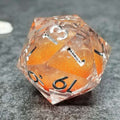 Sage's Fiery Souls - Orange 33mm Liquid-Core D20 Sharp Edge Resin Dice - Sage's PortalLiquid Core Dice Set
