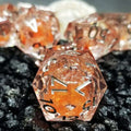 Sage's Fiery Souls - Ornery Orange Liquid Core Sharp Edge Resin Dice Set - Sage's PortalLiquid Core Dice Set