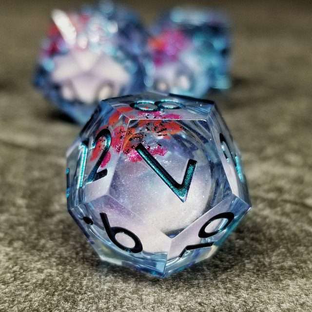 Sage's Flowered Souls Liquid Core Sharp Edge Resin Dice Set - Sage's PortalLiquid Core Dice Set