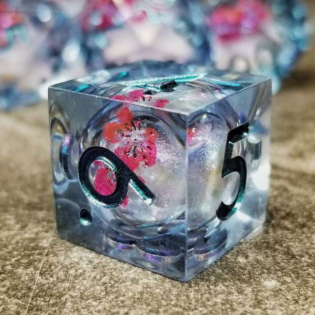 Sage's Flowered Souls Liquid Core Sharp Edge Resin Dice Set - Sage's PortalLiquid Core Dice Set