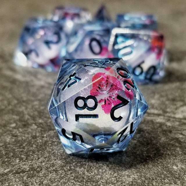 Sage's Flowered Souls Liquid Core Sharp Edge Resin Dice Set - Sage's PortalLiquid Core Dice Set