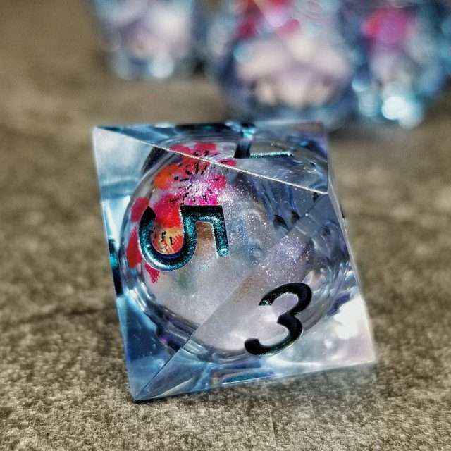 Sage's Flowered Souls Liquid Core Sharp Edge Resin Dice Set - Sage's PortalLiquid Core Dice Set