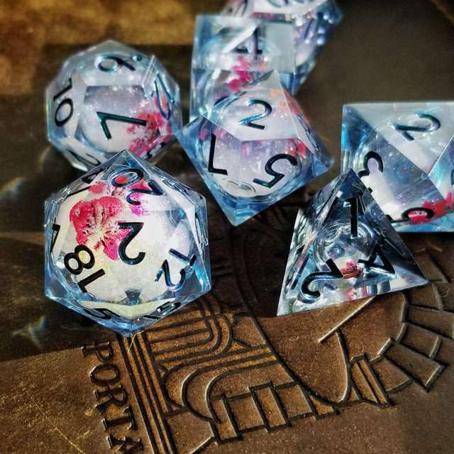 Sage's Flowered Souls Liquid Core Sharp Edge Resin Dice Set - Sage's PortalLiquid Core Dice Set
