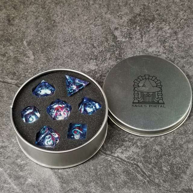 Sage's Flowered Souls Liquid Core Sharp Edge Resin Dice Set - Sage's PortalLiquid Core Dice Set