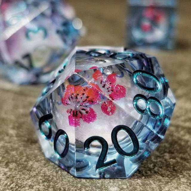 Sage's Flowered Souls Liquid Core Sharp Edge Resin Dice Set - Sage's PortalLiquid Core Dice Set