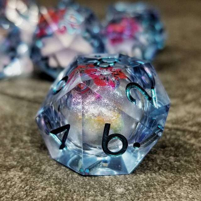 Sage's Flowered Souls Liquid Core Sharp Edge Resin Dice Set - Sage's PortalLiquid Core Dice Set