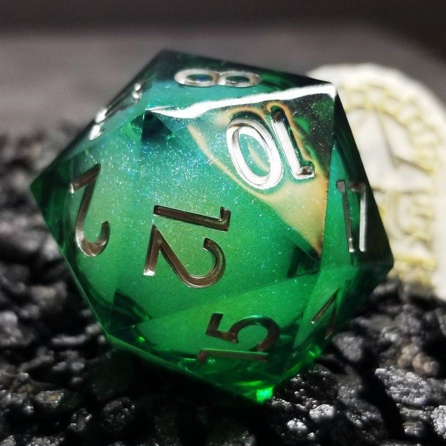 Sage's Forest Souls - 33mm Liquid-Core D20 Sharp Edge Resin Dice - Sage's PortalSharp Edge Resin Dice Set