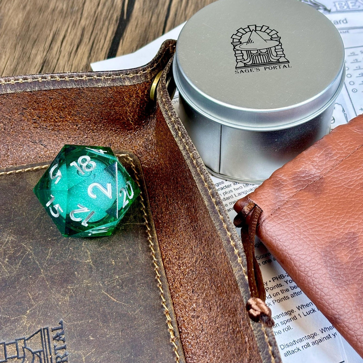 Sage's Forest Souls - 33mm Liquid-Core D20 Sharp Edge Resin Dice - Sage's PortalSharp Edge Resin Dice Set