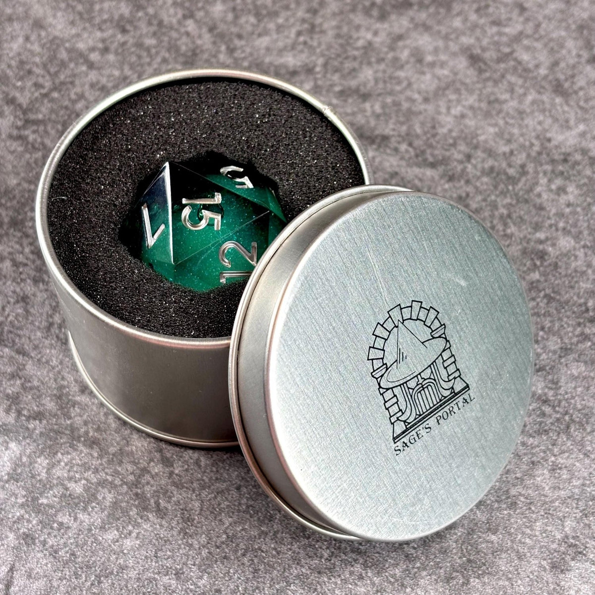 Sage's Forest Souls - 33mm Liquid-Core D20 Sharp Edge Resin Dice - Sage's PortalSharp Edge Resin Dice Set