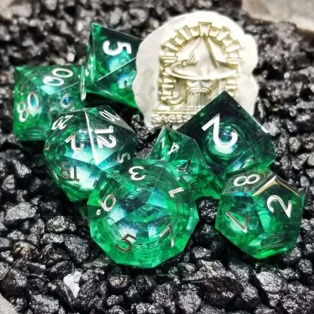 Sage's Forest Souls Liquid Core Sharp Edge Resin Dice Set - Sage's PortalLiquid Core Dice Set