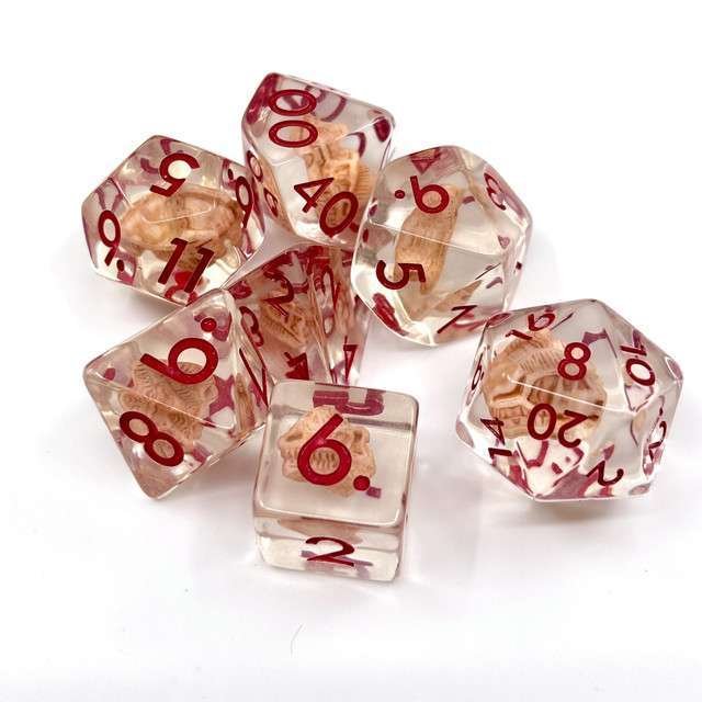 Sage's Fossil Familiar Resin Polyhedral Dice Set - Sage's PortalResin Dice Set