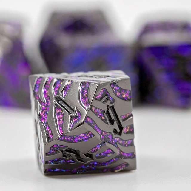 Sage's Fusion Stones Blackhole Metal Polyhedral Dice Set - Sage's PortalMetal Dice Set