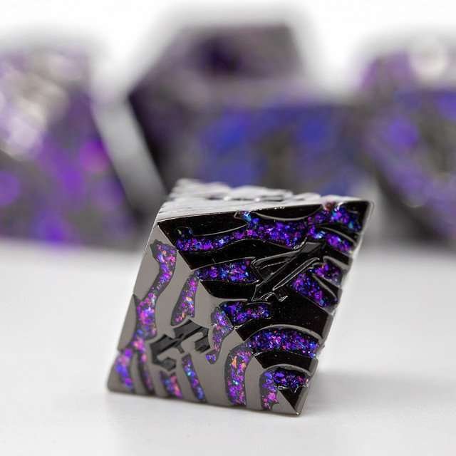 Sage's Fusion Stones Blackhole Metal Polyhedral Dice Set - Sage's PortalMetal Dice Set