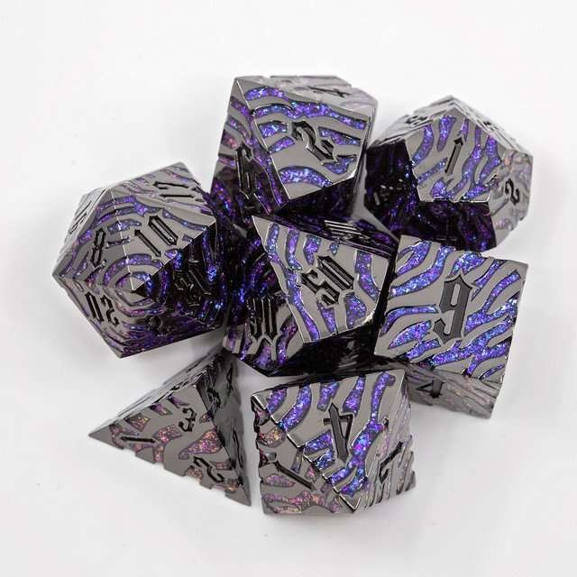 Sage's Fusion Stones Blackhole Metal Polyhedral Dice Set - Sage's PortalMetal Dice Set