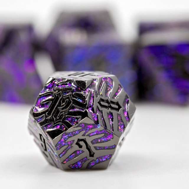 Sage's Fusion Stones Blackhole Metal Polyhedral Dice Set - Sage's PortalMetal Dice Set