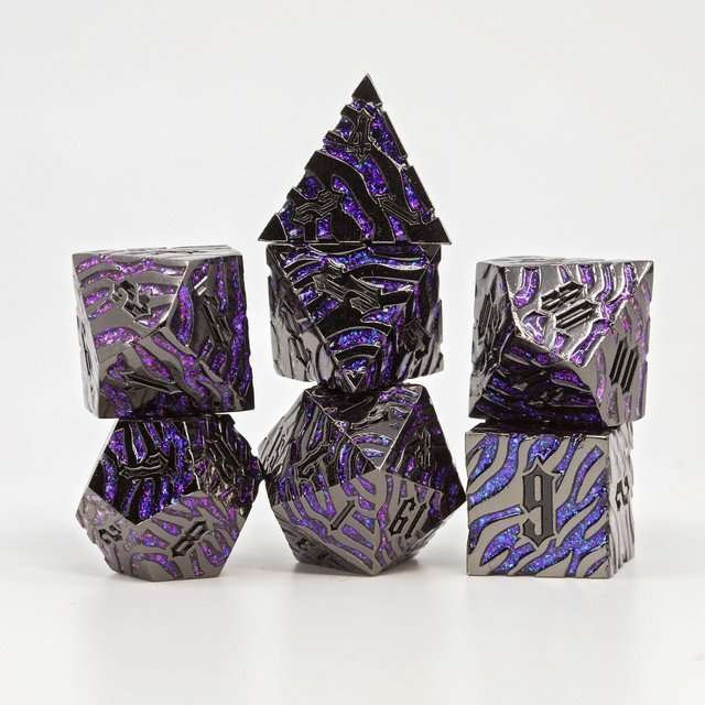 Sage's Fusion Stones Blackhole Metal Polyhedral Dice Set - Sage's PortalMetal Dice Set