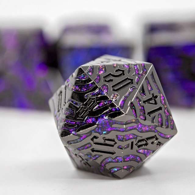 Sage's Fusion Stones Blackhole Metal Polyhedral Dice Set - Sage's PortalMetal Dice Set