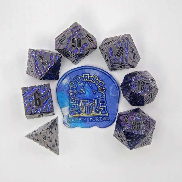 Sage's Fusion Stones Blackhole Metal Polyhedral Dice Set - Sage's PortalMetal Dice Set