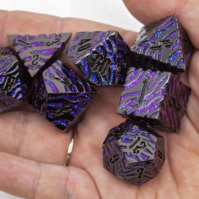 Sage's Fusion Stones Blackhole Metal Polyhedral Dice Set - Sage's PortalMetal Dice Set