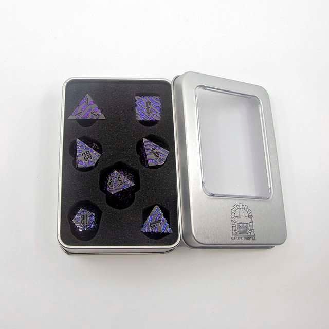 Sage's Fusion Stones Blackhole Metal Polyhedral Dice Set - Sage's PortalMetal Dice Set